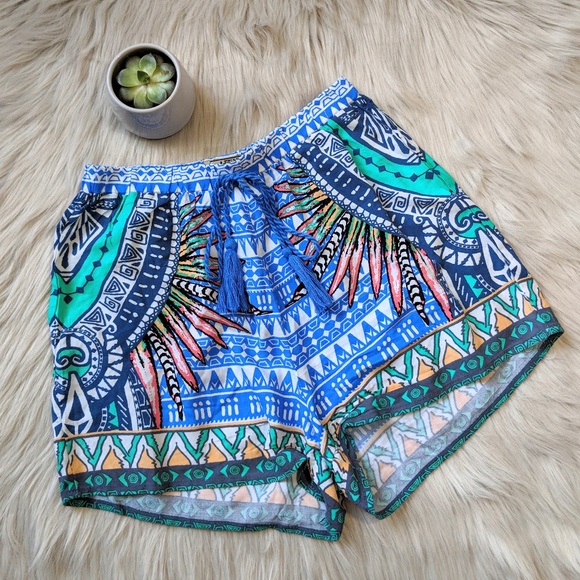 Flying Tomato Pants -  Flying Tomato Boho Aztec Tassel Shorts
